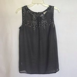 LOFT Gray Sheer Sleeveless Blouse S